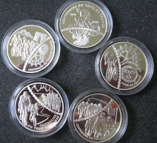 1/4-Euro-Tour-De-France-Set-Of-5-Silver-Coins